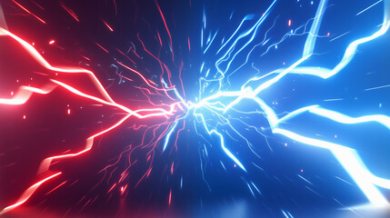 " 相対的な赤と青の雷のバッググラウンド "