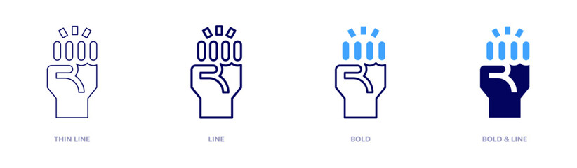 Obraz premium Radical feminism icon in 4 different styles. Thin Line, Line, Bold, and Bold Line. Duotone style. Editable stroke