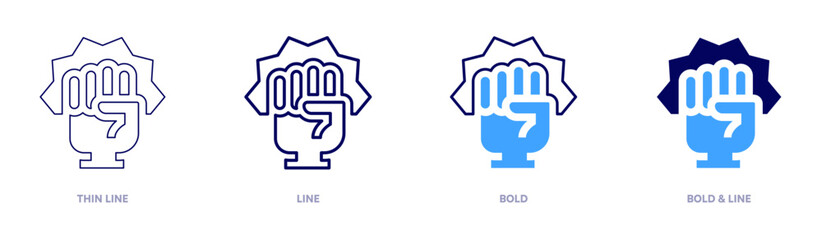 Superpower icon in 4 different styles. Thin Line, Line, Bold, and Bold Line. Duotone style. Editable stroke