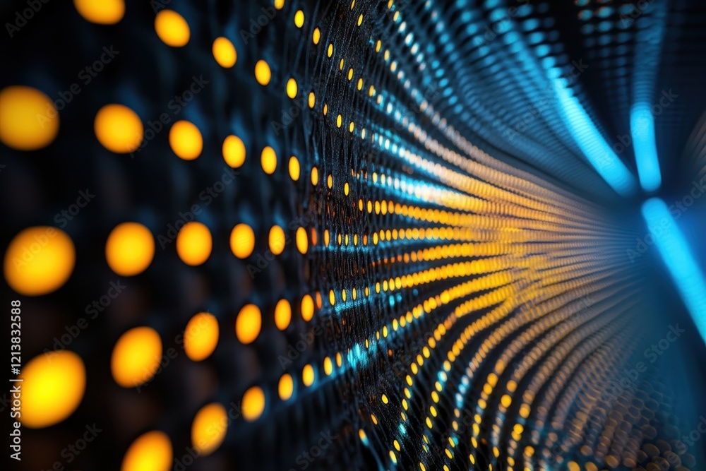 Poster exploration of vibrant lights creating a mesmerizing wave pattern in a modern digital display. gener