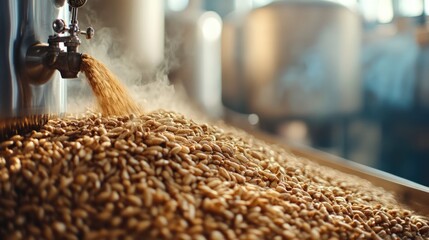 Craft beer brewing from grain barley malt. Ingredients for brewers factory,