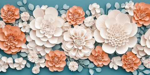 Elegant Paper Flowers Art Decoration Wall Design