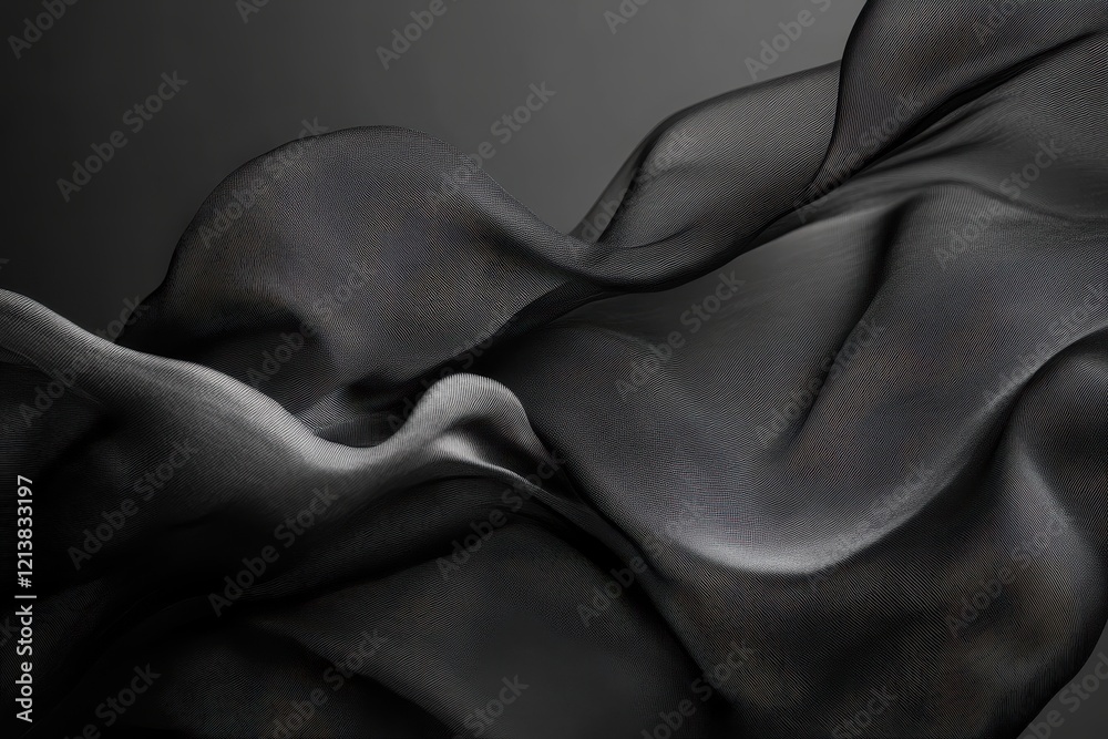 Poster intricate patterns of flowing black fabric create a mysterious atmosphere in a modern artistic displ