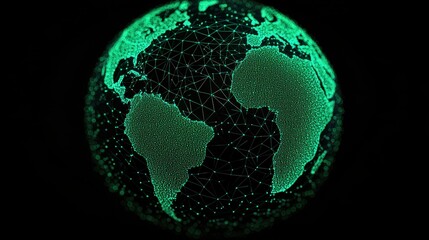 Digital Earth Globe with Green Network Lines
