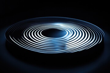 Illuminated spirals create a mesmerizing dance of light and shadow in a darkened space. Generative AI