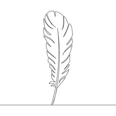 Fototapeta premium Bird feather single-line art elegantly captures the delicate beauty of a feather, using a single, uninterrupted line to symbolize freedom and grace.