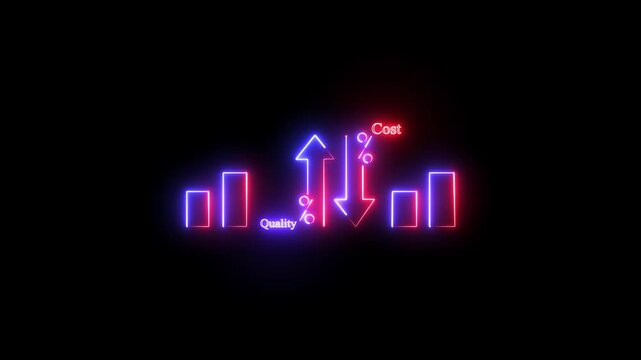 Quality and cost .Business concept of quality control and cost reduction  animation video.