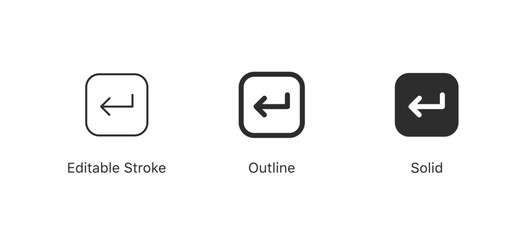enter arrow icon in editable stroke, outline, and solid styles