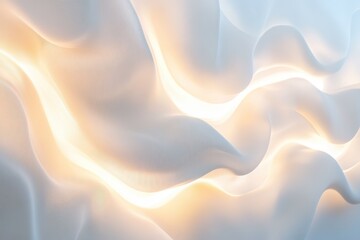 Obraz premium Soft waves of light intertwine with pastel fabric, creating a dreamy atmosphere in a serene, minimalist setting. Generative AI