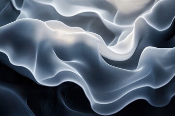 Obraz premium Elegance of flowing fabric revealing delicate layers in soft light creates a dreamlike visual experience. Generative AI