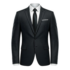 Elegant Black Suit with White Shirt and Dark Tie, Headless Render