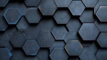 Abstract Hexagon Pattern Dark Metallic Surface