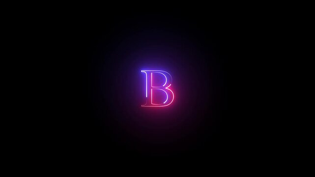 Alphabet, Capital letter B. Going neon line on alphabet.