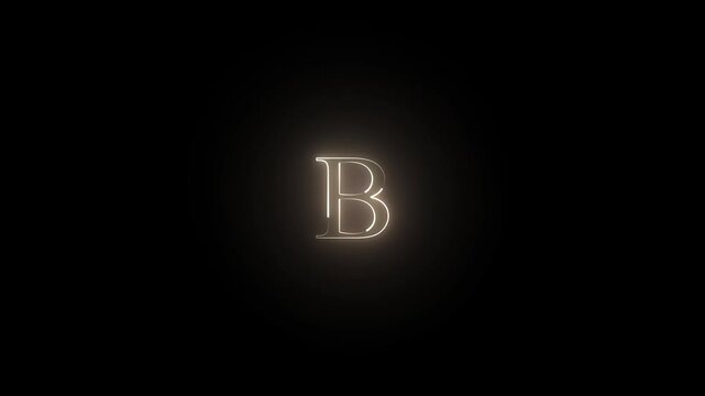 Alphabet, Capital letter B. Going neon line on alphabet.