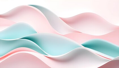 Obraz premium Abstract Pastel Waves A Serene Flow of Pink, Peach, and Blue Hues with Smooth Fluid Textures on a Minimalist Background 