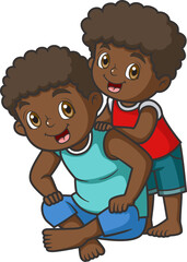 Son holding his father's shoulder, Son massage his father's shoulder