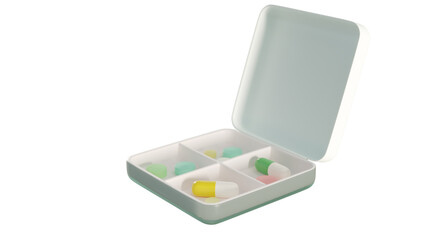 pills and capsules in packs 3D rendering