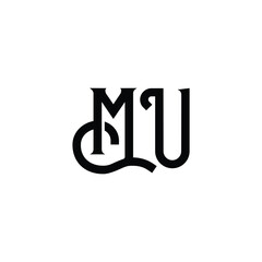 MU monogram logo design letter text name symbol monochrome logotype alphabet character simple logo