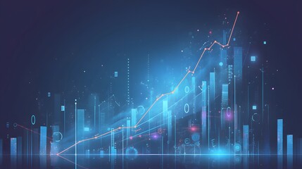 Fototapeta premium Futuristic chart with arrows indicating growth, representing business and economic expansion