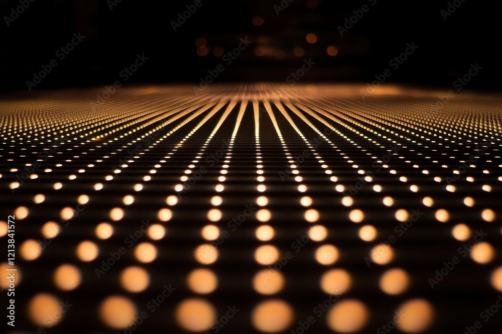 Poster endless rows of glowing dots illuminate a dark space with mesmerizing patterns of light. generative 