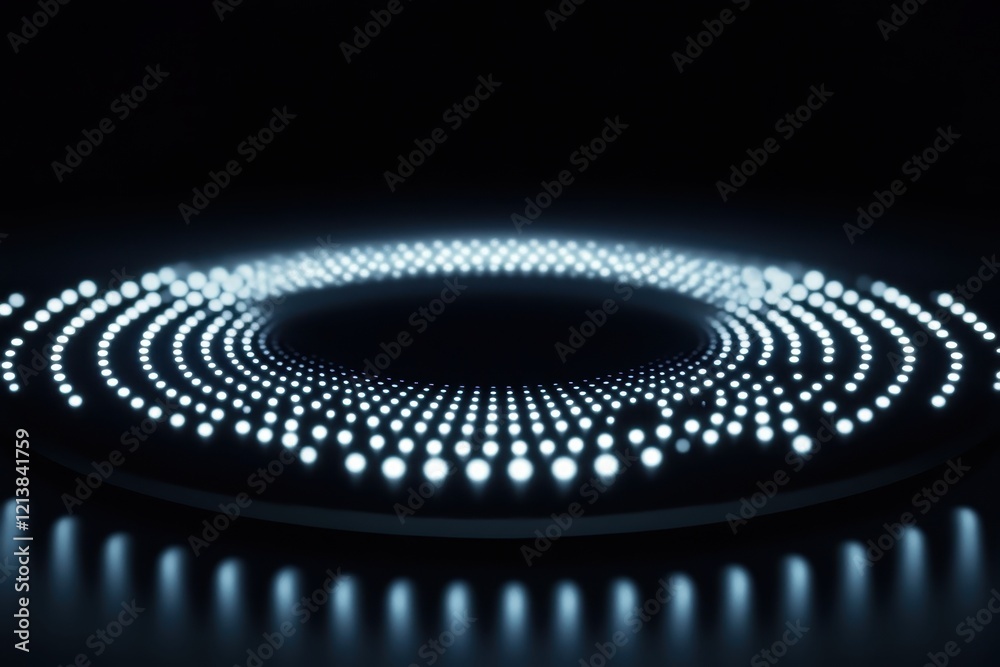 Poster illuminating patterns of light create a mesmerizing circular display at night in a darkened environm