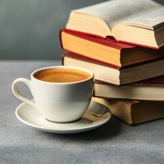 Savor a cozy reading retreat tranquil library books and hot coffee inviting atmosphere perfect for relaxation and reflection