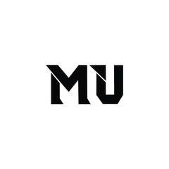 MU monogram logo design letter text name symbol monochrome logotype alphabet character simple logo