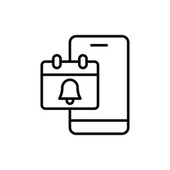 Schedule phone notification outline icons, minimalist vector illustration ,simple transparent graphic element .Isolated on white background