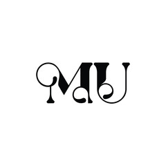 MU monogram logo design letter text name symbol monochrome logotype alphabet character simple logo