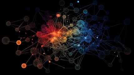 Abstract Network Connection Colorful Nodes Graphic