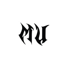 Obraz premium MU monogram logo design letter text name symbol monochrome logotype alphabet character simple logo