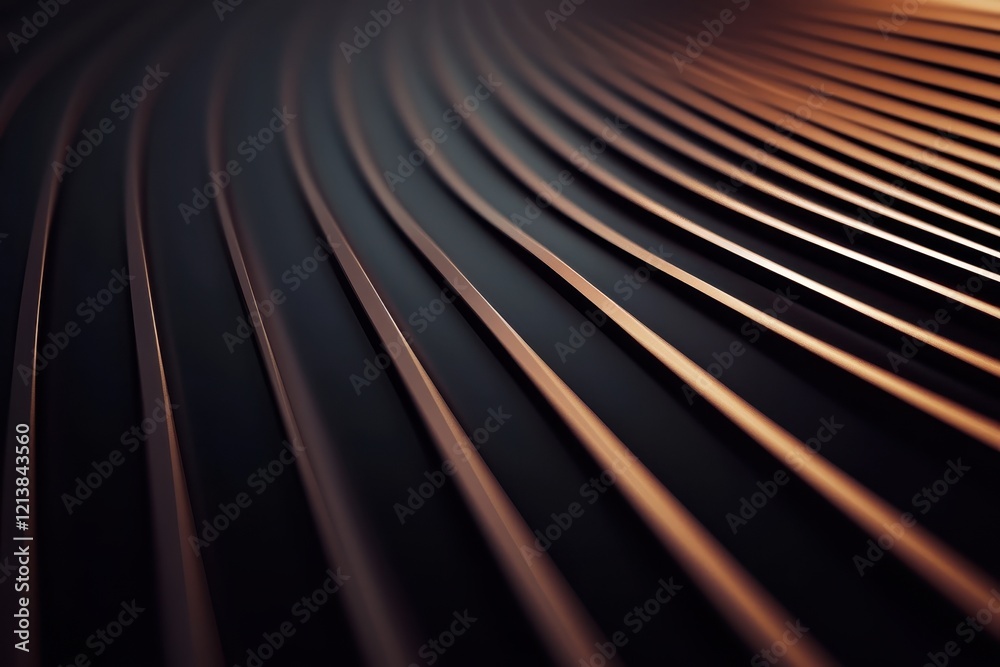 Poster curved lines create a mesmerizing pattern of light and shadow in a dimly lit space at dusk. generati