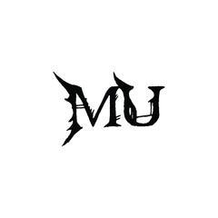 MU monogram logo design letter text name symbol monochrome logotype alphabet character simple logo