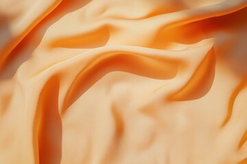 Fototapeta premium Flowing waves of soft orange fabric rippling gently in natural light create a warm and inviting atmosphere of comfort. Generative AI