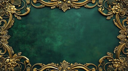 Opulent Gold and Teal Baroque Frame Design