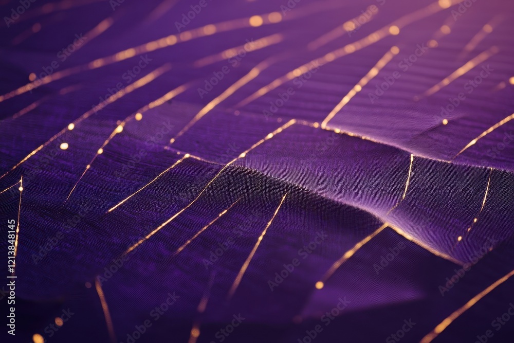 Poster captivating patterns of golden lines interwoven on a rich purple fabric create a mesmerizing visual 