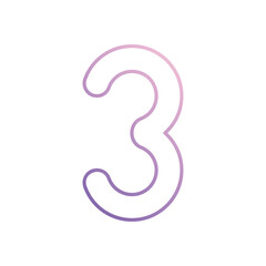 Number 3 icon isolated on a white background. Vector illustration.