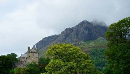 Fototapeta premium historic, mountain, history, old, building, tour tourism, landscape, travel, nature, beautiful, sky, view, green, hill, rock, tree, national, landmark, stone, animal, wildlife, closeup, architecture, 
