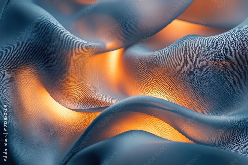 Poster fluid waves of fabric intertwine with warm light, creating an enchanting display of color and textur