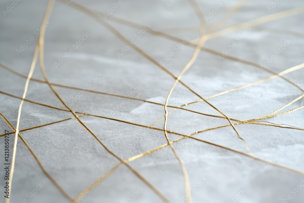 Poster elegant golden lines intertwine on a textured gray background, creating a minimalist artistic displa