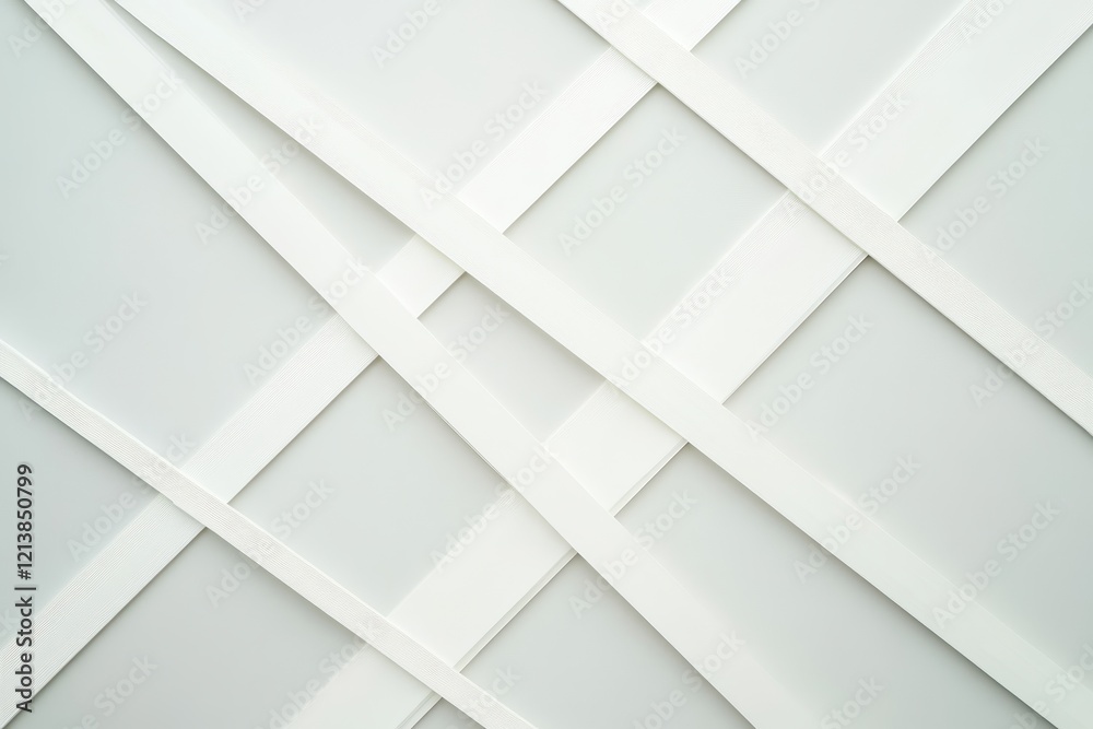 Poster lines and angles create a minimalist abstract pattern on a serene white background in soft, diffused