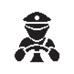 driver pixel art vector illustration on isolated background.