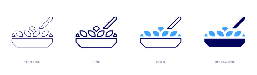 Salad icon in 4 different styles. Thin Line, Line, Bold, and Bold Line. Duotone style. Editable stroke