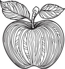 Simple apple vector line art in white background