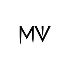 MV monogram logo design letter text name symbol monochrome logotype alphabet character simple logo