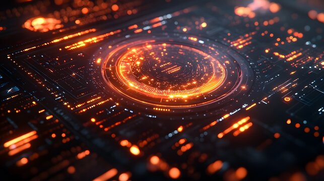 Glowing Fractal Data Orb in Futuristic Sci Fi Digital Universe