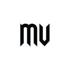 MV monogram logo design letter text name symbol monochrome logotype alphabet character simple logo