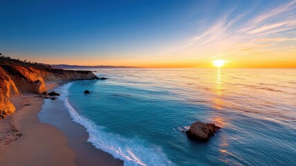 Obraz premium Ocean Oasis: Experience Stylish Living in California with Stunning Panoramic Views of the Coastline.