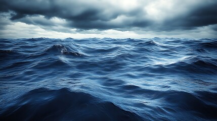 Fototapeta premium Dark Stormy Ocean Waves Under a Cloudy Sky