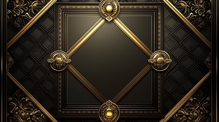 Obraz premium Ornate Gold and Black Decorative Panel Design